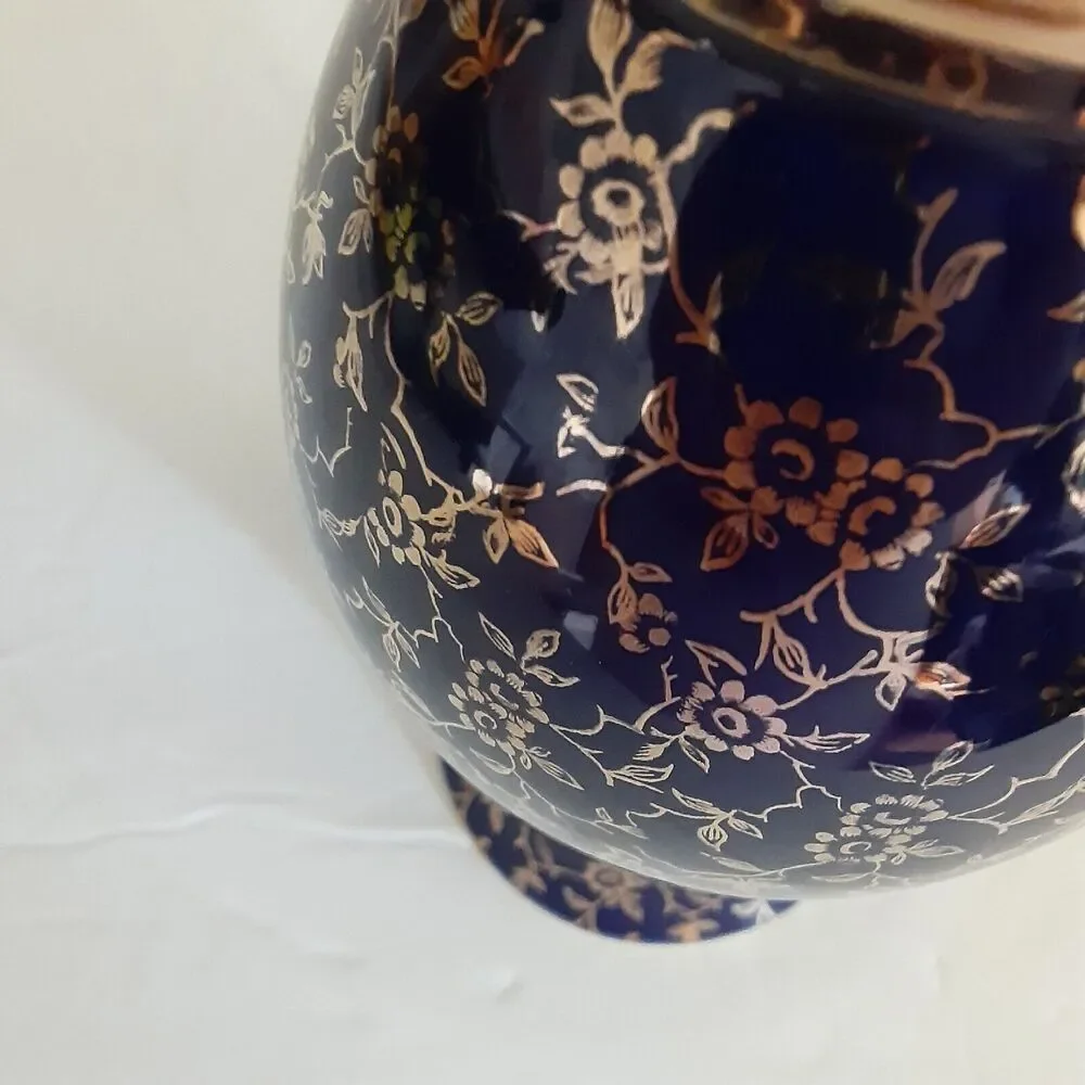 Vintage M & K Bavaria Cobalt & Gold Floral Vase NOTE Versatile Decor